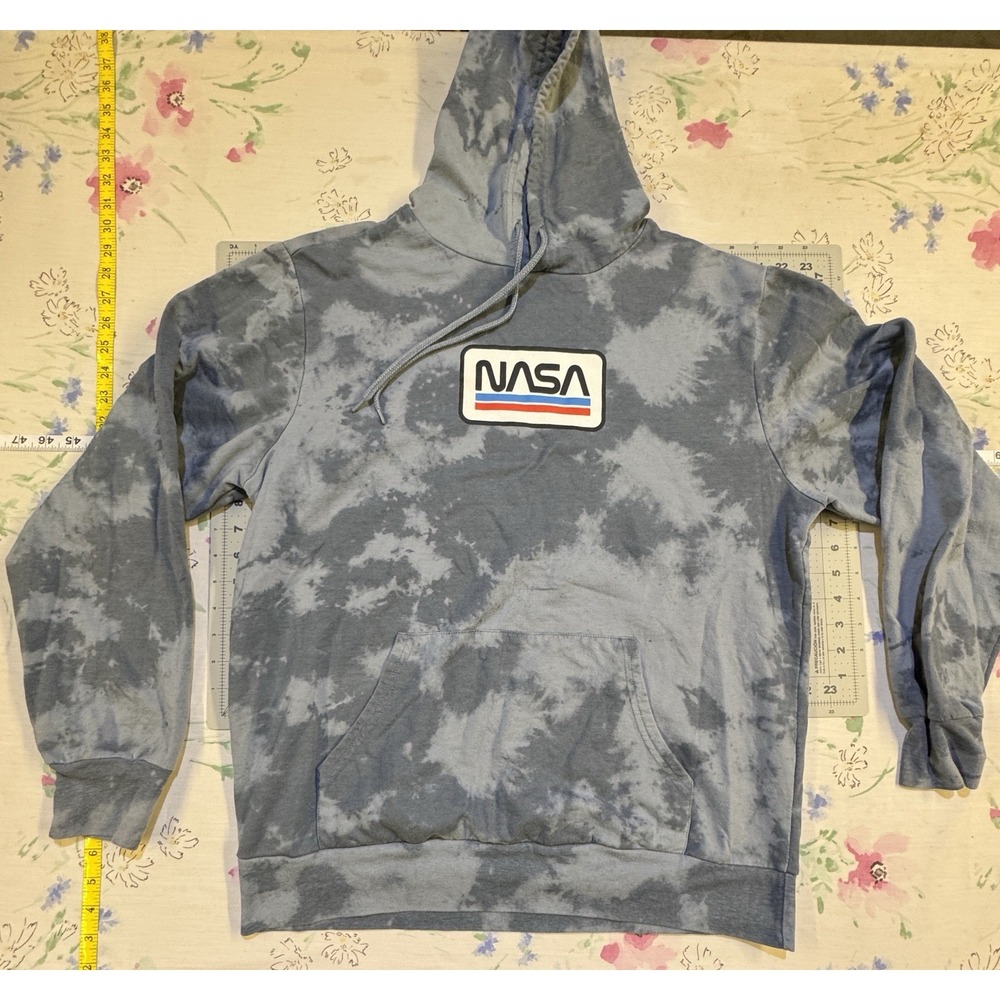 Mad Engine NASA Men's Pullover Hoodie Sweatshirt Size L Tie Dye Grey